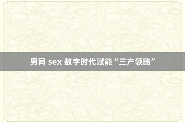 男同 sex 数字时代赋能“三产领略”