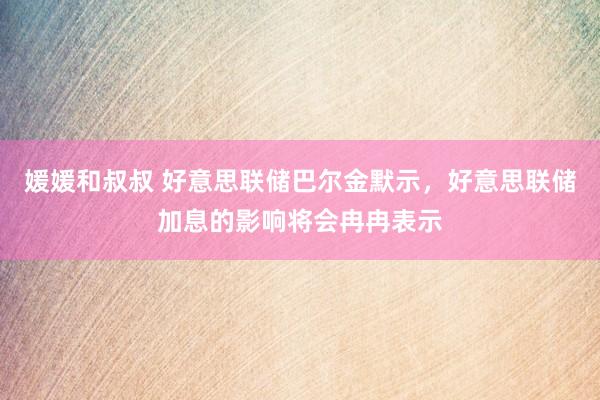 媛媛和叔叔 好意思联储巴尔金默示，好意思联储加息的影响将会冉冉表示