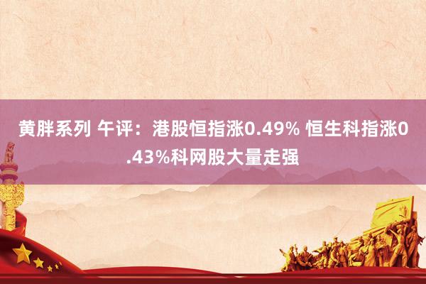 黄胖系列 午评：港股恒指涨0.49% 恒生科指涨0.43%科网股大量走强