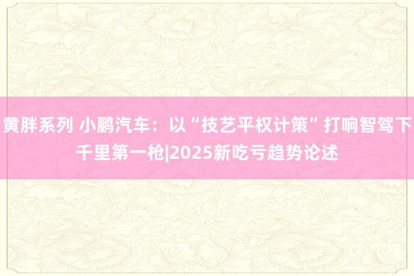 黄胖系列 小鹏汽车：以“技艺平权计策”打响智驾下千里第一枪|2025新吃亏趋势论述