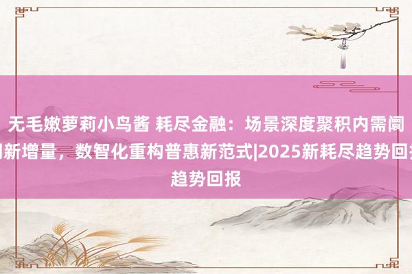 无毛嫩萝莉小鸟酱 耗尽金融：场景深度聚积内需阛阓新增量，数智化重构普惠新范式|2025新耗尽趋势回报