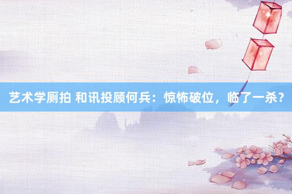 艺术学厕拍 和讯投顾何兵：惊怖破位，临了一杀？